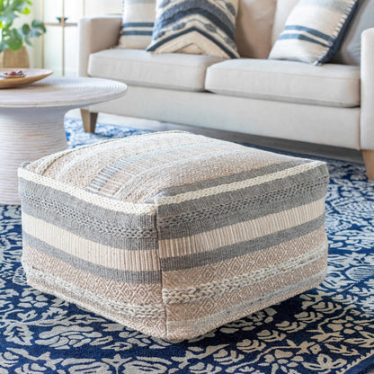 Bancroft Ivory Handwoven Pouf