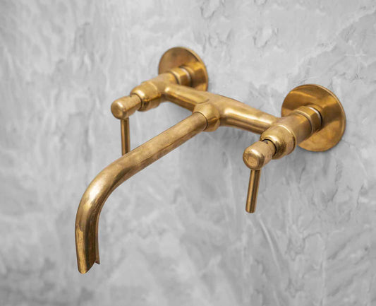 Wall Mounted Brass Faucet - Unlacquered Brass Bathroom Faucet