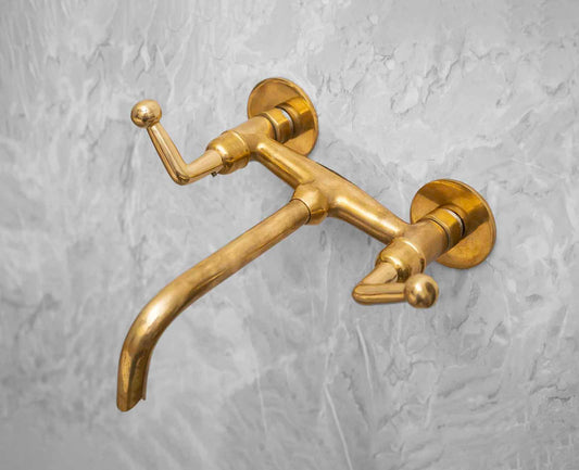 Wall Mounted Faucet - Unlacquered Brass Bathroom Faucet