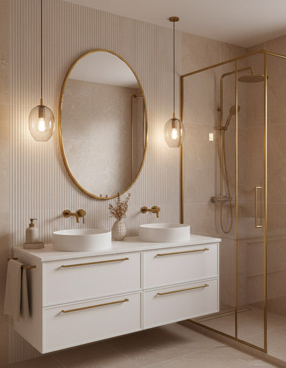 Oval brass wall mirror