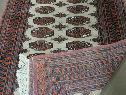Bokhara Turkoman Rug Vintage Handmade Wool 4x6 Pakistan Carpet