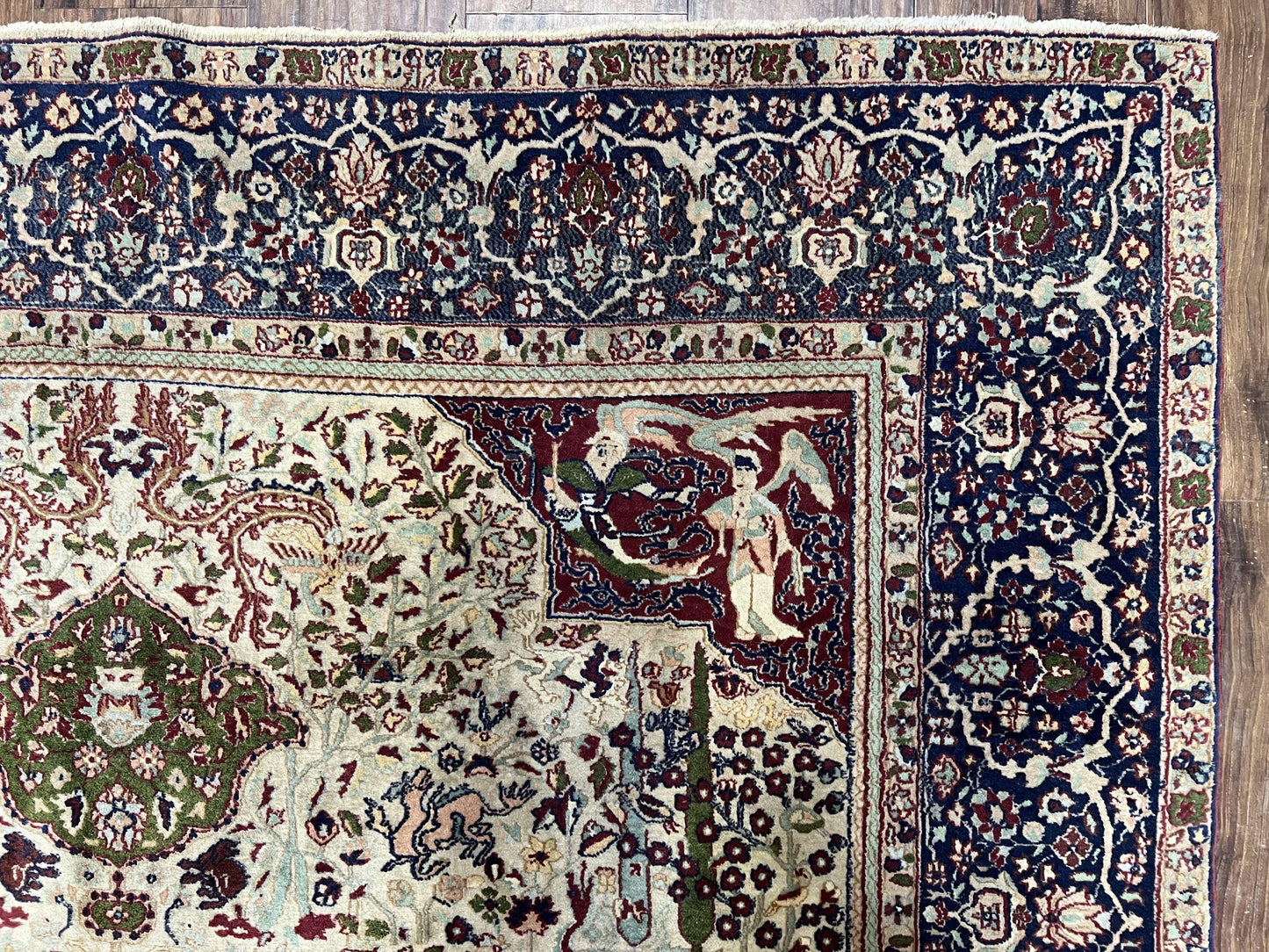 Antique Indian Agra Rug Rare Early 20th Century Hand Knotted Wool Collectible Oriental Carpet