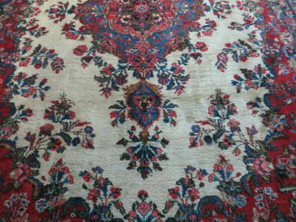 Persian Sarouk Rug 9x12 Hand Knotted Wool Antique Oriental Carpet With Vegetable Dyes