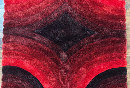 Red And Black Wool Shag Rug 5x7 Pair A Modern Area Decor For Living Rooms