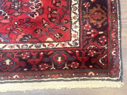 Red Persian Rug 2.6 x 6.8, Floral, Antique Per'sian Carpet, Persian Malayer Rug, Hamadan Rug