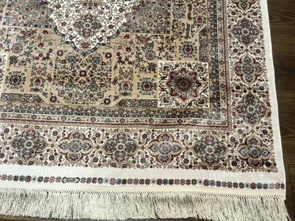 Memluk Silk Rug Turkish Hereke Style 4x6 Bamboo Silk Contemporary Carpet