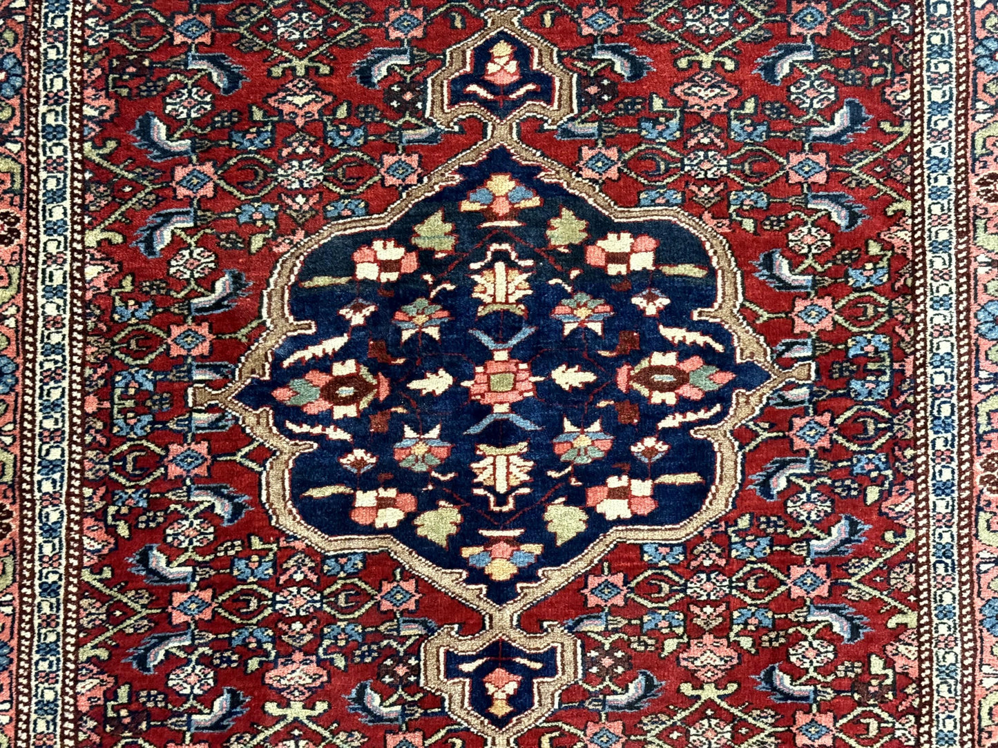 Persian Bidjar Rug 2.7 x 4, Red and Navy Blue, Small Persian Area Rug, Semi Antique