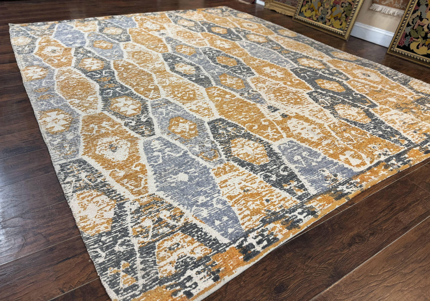 Handmade Indian Area Rug 8x10 Vintage Colorful Hemp Natural Material