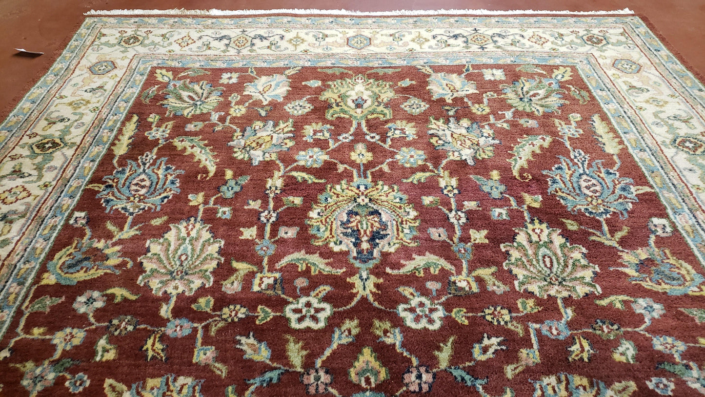 Indo Mahal Rug 8x12 Floral Allover Wool Vintage Handmade Carpet