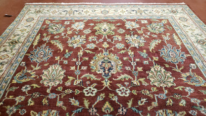Indo Mahal Rug 8x12 Floral Allover Wool Vintage Handmade Carpet