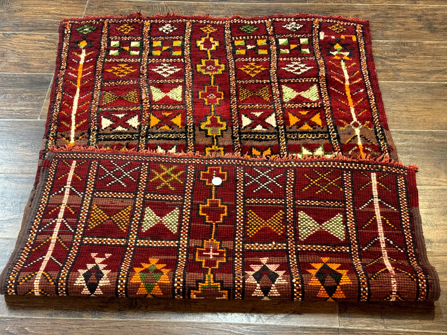 Moroccan Berber Rug Tribal 3x5 Geometric Wool Area Rug Red Orange Brown