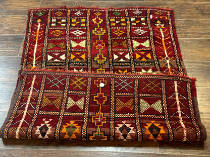 Moroccan Berber Rug Tribal 3x5 Geometric Wool Area Rug Red Orange Brown