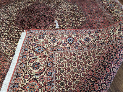 Persian Bijar Rug 8x11 With Herati Mahi Pattern Handwoven Wool