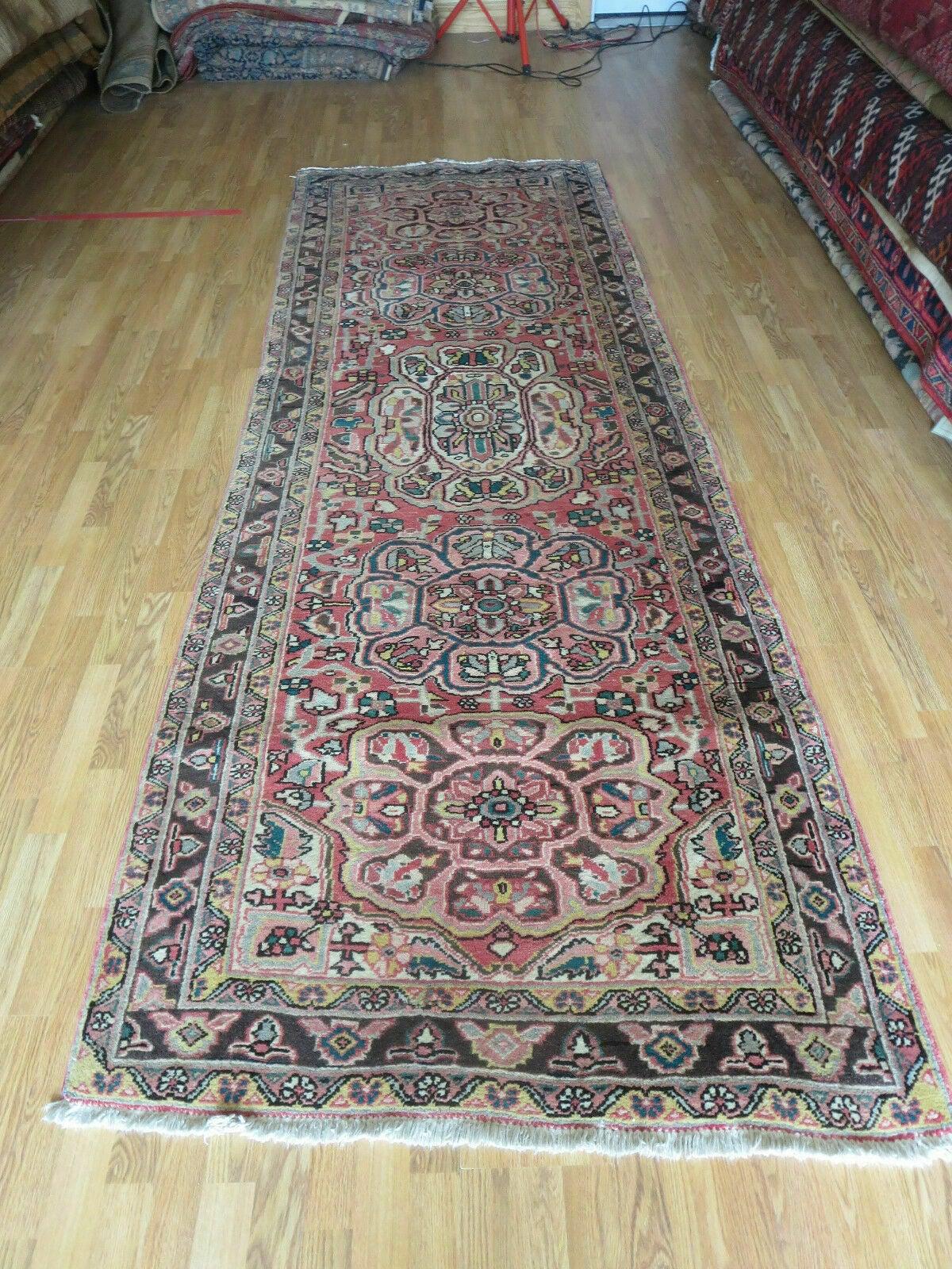 3' 9" X 10' 6" Semi Antique Handmade Turkish Wool Runner Rug
