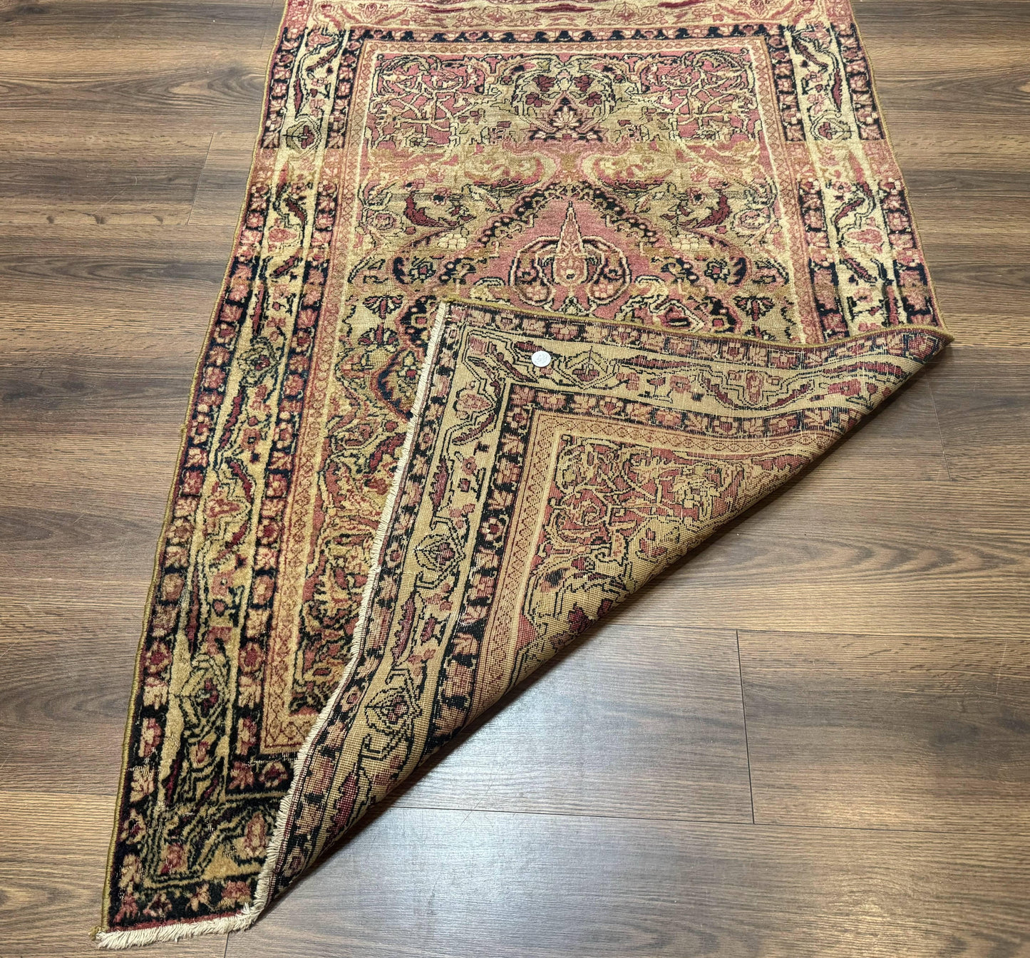 Antique Persian Lavar Rug 3x5 Hand Knotted Wool Kerman Carpet