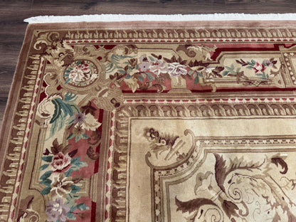 Palace Size Aubusson Rug 12x18, Extra Large, French European Carpet, Soft Wool Pile, Elegant