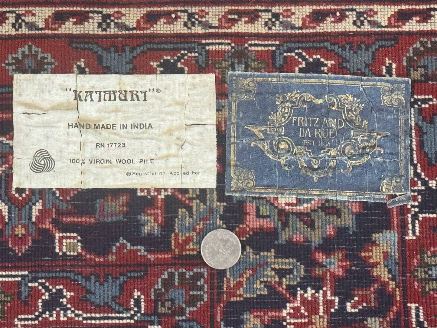 Indo Persian Rug 5x7 Vintage Floral Carpet Burgundy Navy Blue Handmade Wool