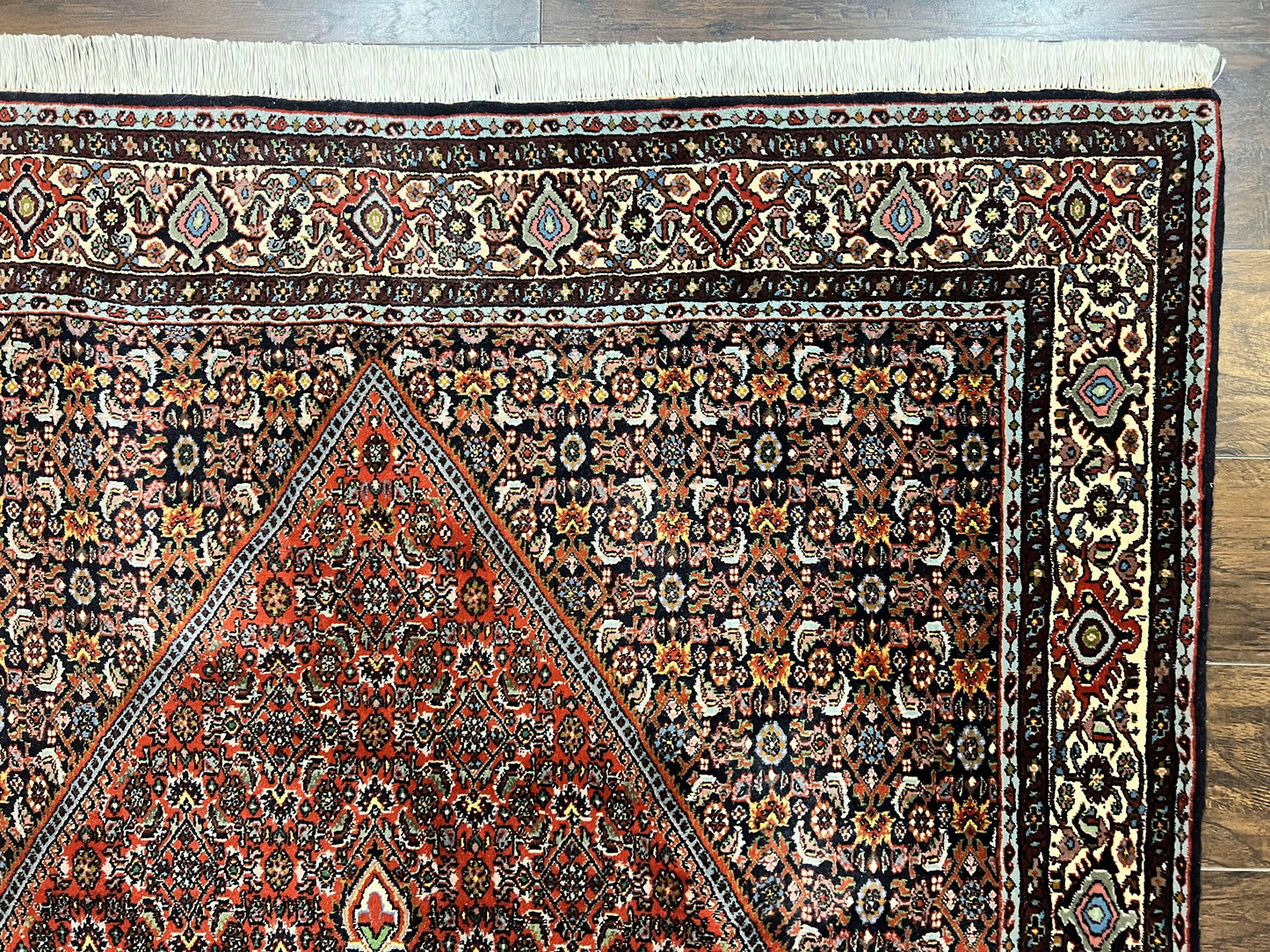 Persian Bidjar Rug 5x10 Hand Knotted Wool Vintage Carpet Mahi Herati Pattern