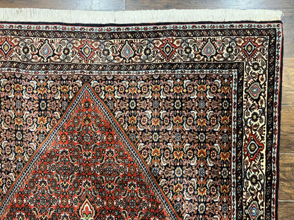 Persian Bidjar Rug 5x10 Hand Knotted Wool Vintage Carpet Mahi Herati Pattern