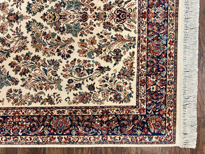 Karastan Rug 5.9 x 9 Ivory Sarouk #760, Vintage Wool Original Collection 700 Series, Discontinued