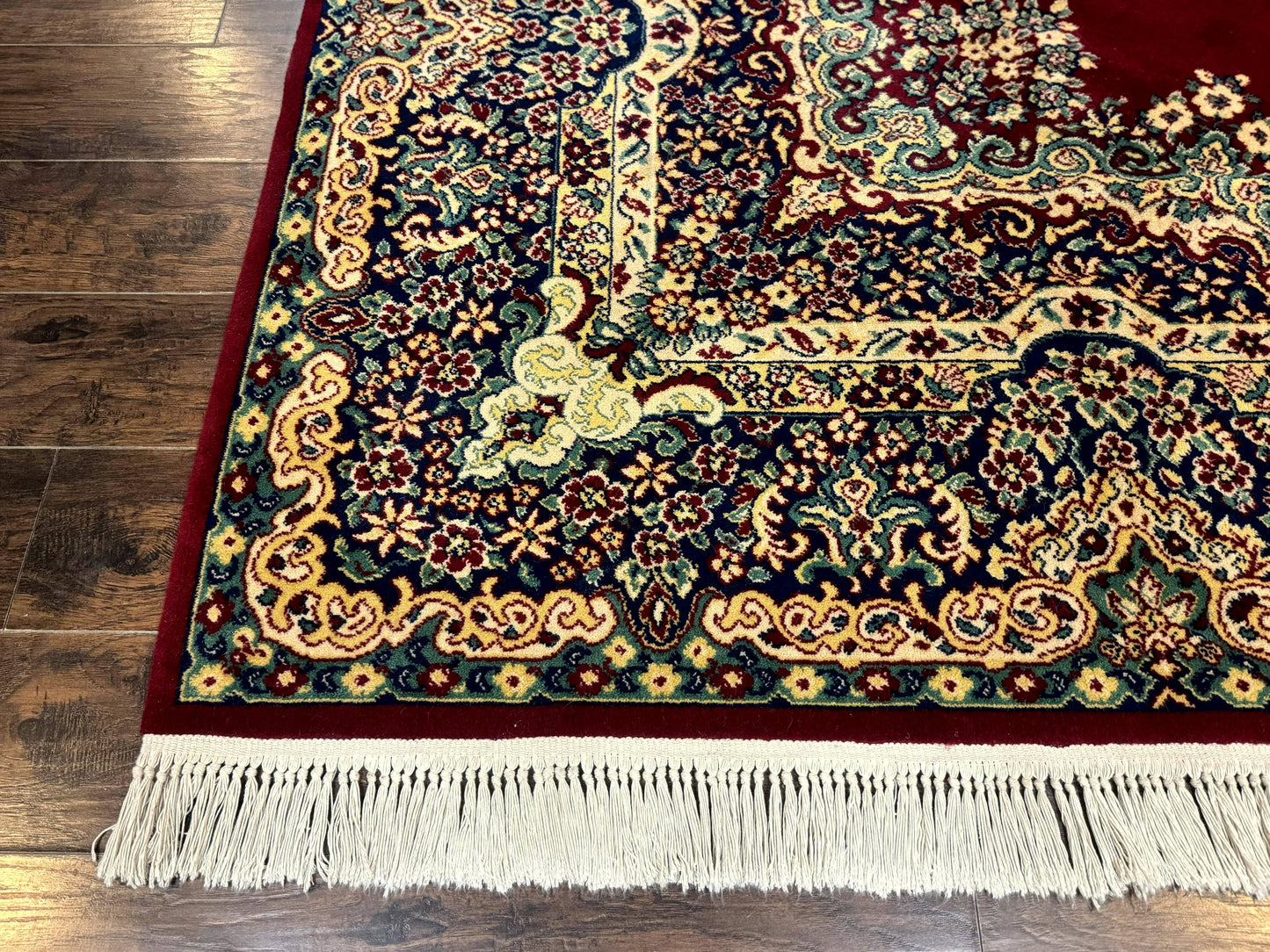Power Loomed Persian Kirman Rug 9x12 Vintage Wool Pile Area Rug