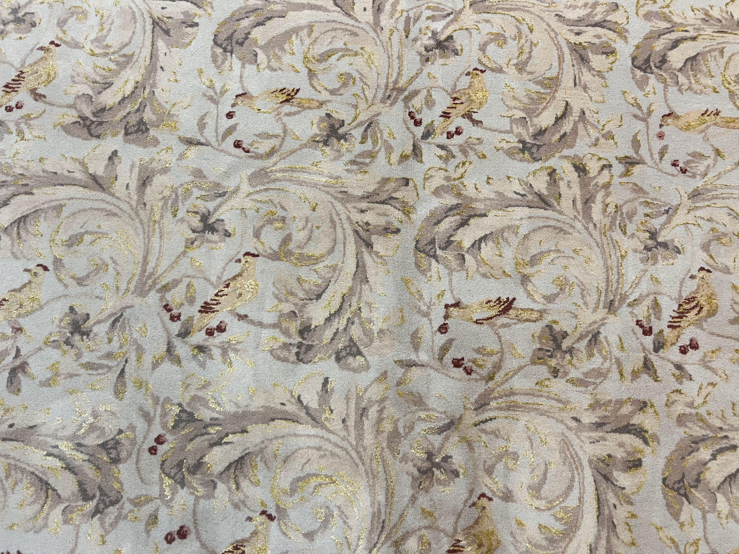 Aubusson Rug Hand Knotted Wool Silk Vintage Carpet Birds And Flowers Design