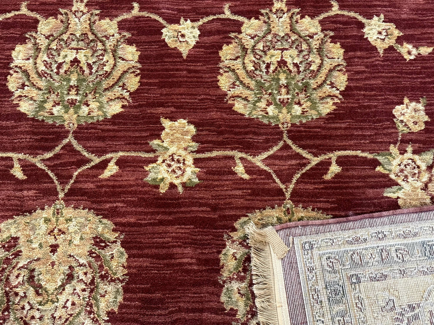 Traditional Wool Oriental Rug 9x13 Power Loomed Burgundy Carpet