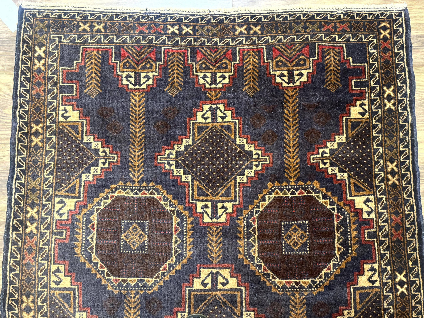 Afghan Balouch Rug Navy Blue 4x6 Handwoven Handmade Contemporary Wool Accent