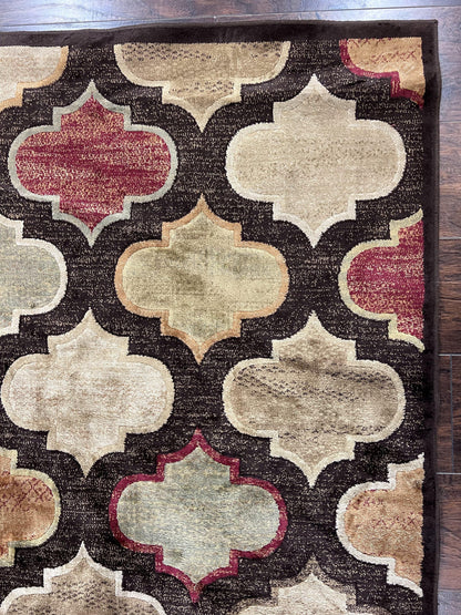 Panel Design Rug 5x7, Multicolor Contemporary Area Rug, Small Living Room Rug