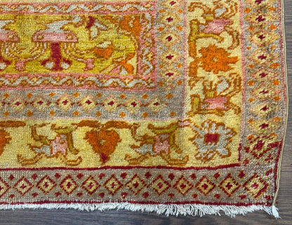 Antique Turkish Prayer Rug 4x6 Mihrab Design Hand Knotted Wool Anatolian Carpet