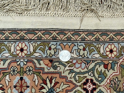 Rare Turkish Hereke Silk Rug 3x5, Tree of Life Persian Vase Design, Very Fine 440 KPSI, Signed