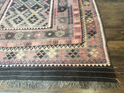 Persian Kurdish Kilim Rug 8x10 Handwoven Wool Flatweave Vintage Zarand Kilim