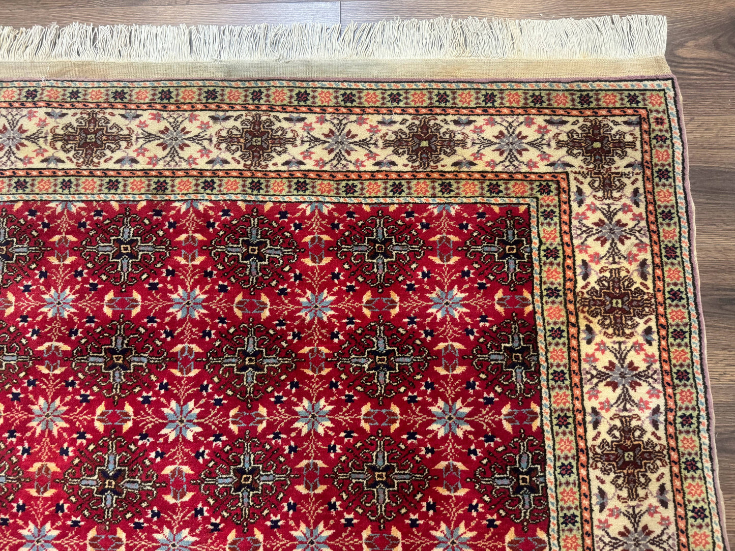 Turkish Sivas Rug 4x6, Red and Cream, Allover Design, Handmade Vintage