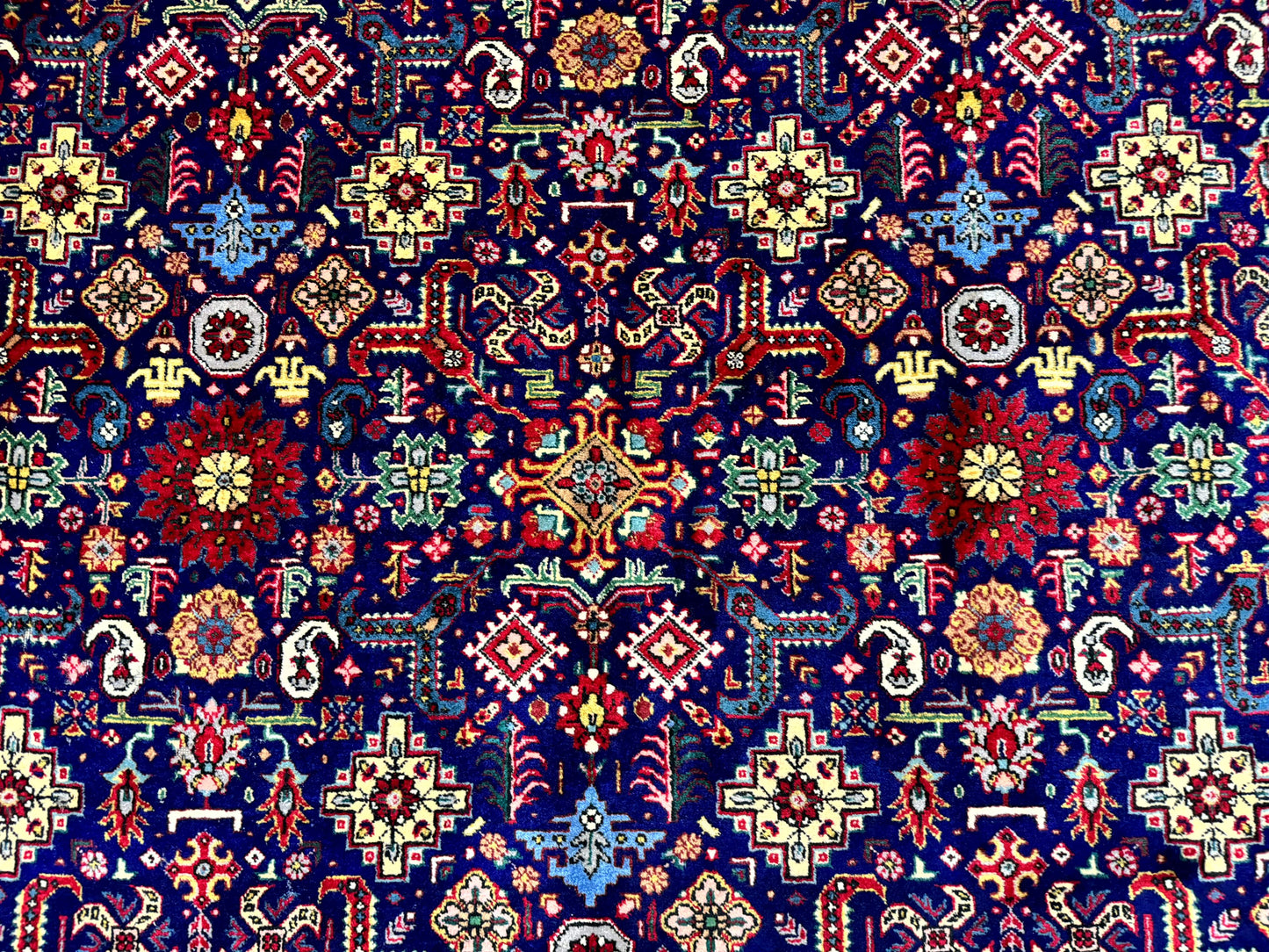 Large Persian Tabriz Rug 10x16 Navy Blue And Red Allover Pattern Hand Knotted Wool Carpet