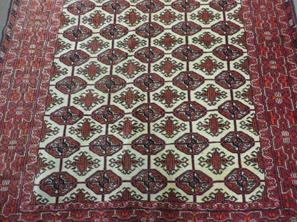 Turkoman Bokhara Wool Rug Handmade 4x6 Pakistan Fine Knot Wool