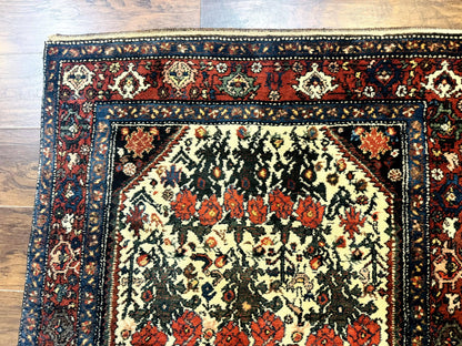 Persian Tribal Rug 3x5 Handmade Floral Roses Zanjan Antique Carpet