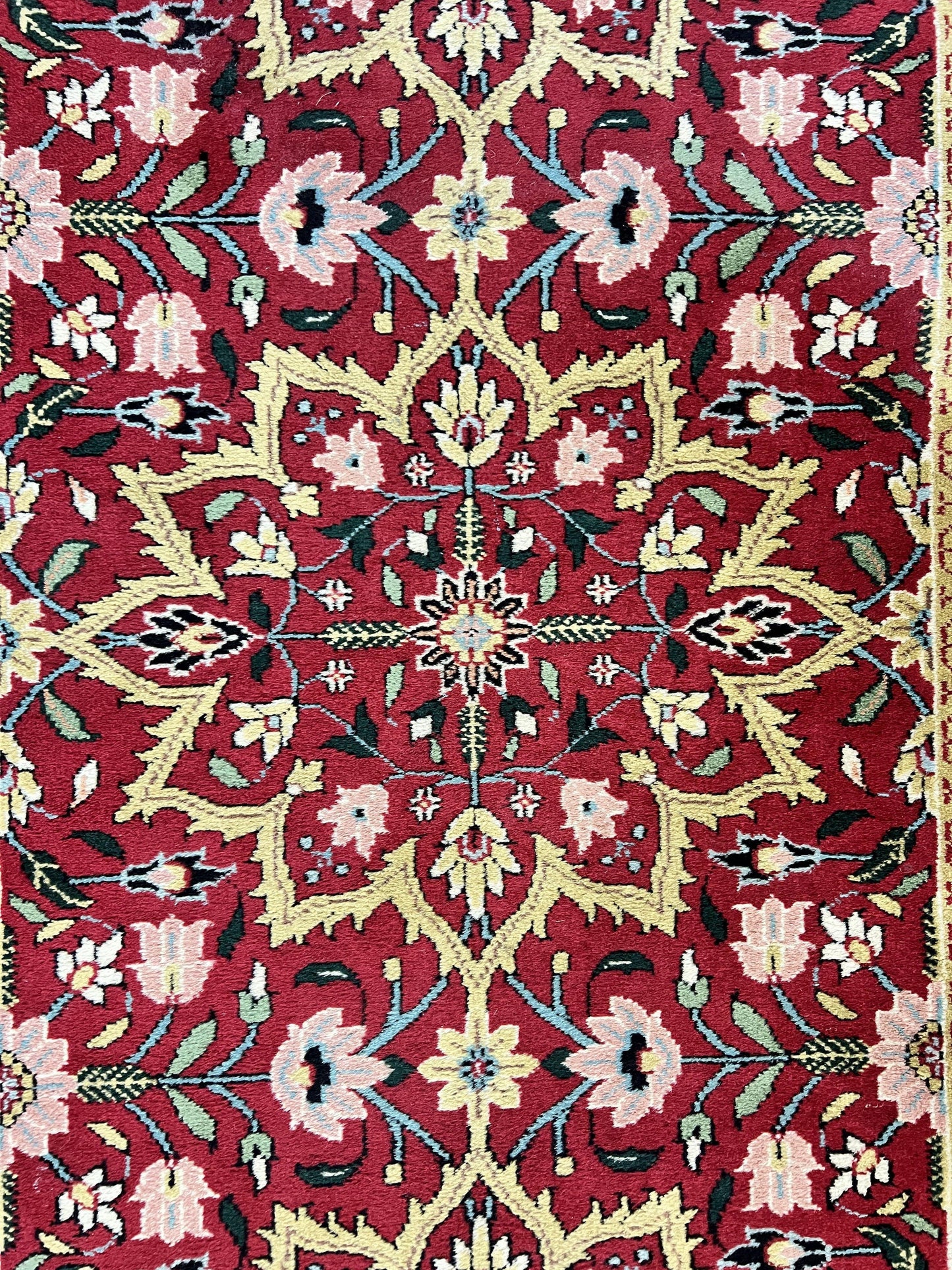 Indo Persian Runner Rug 2.6 X 10 Floral Hand Knotted Wool Hallway Red