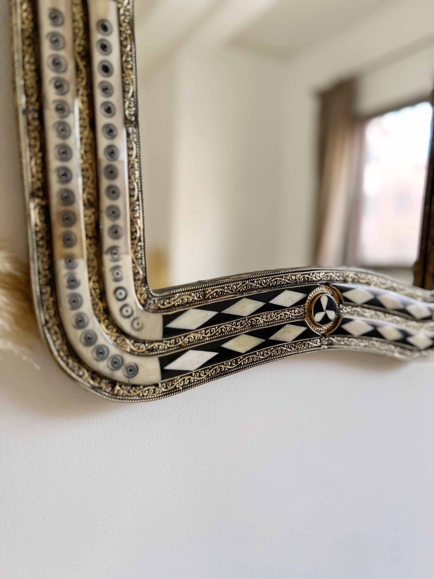 Curved Bone Inlay Mirror - Berber Horizon Mirror