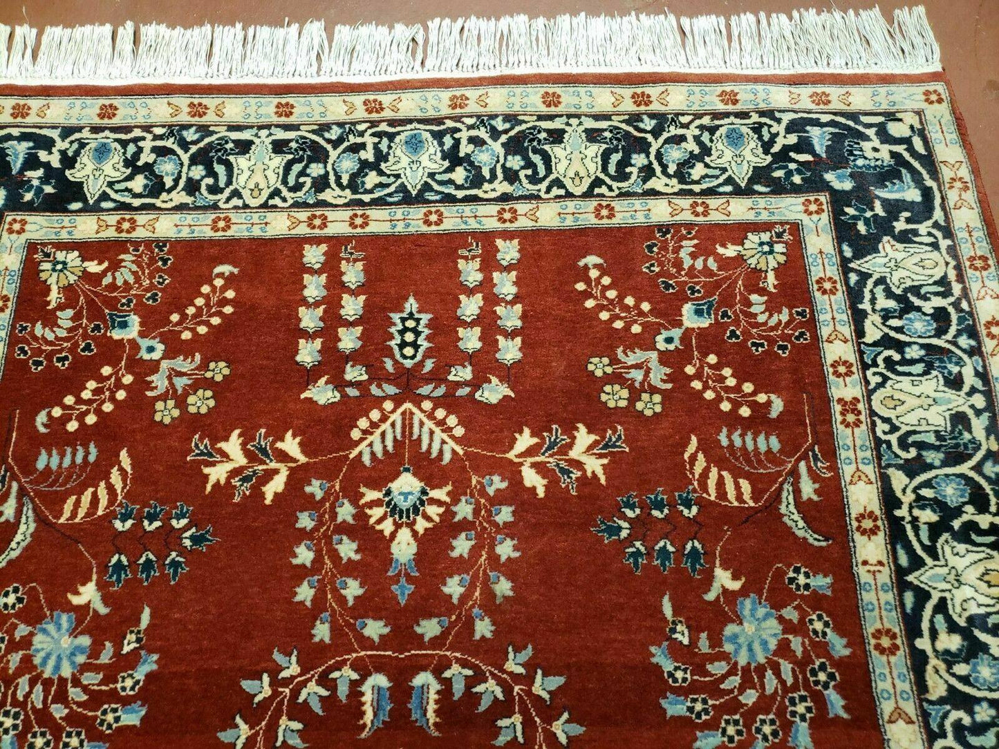 Pakistani Rug Hand Knotted Vintage 4x6 Red Highly Detailed Wool