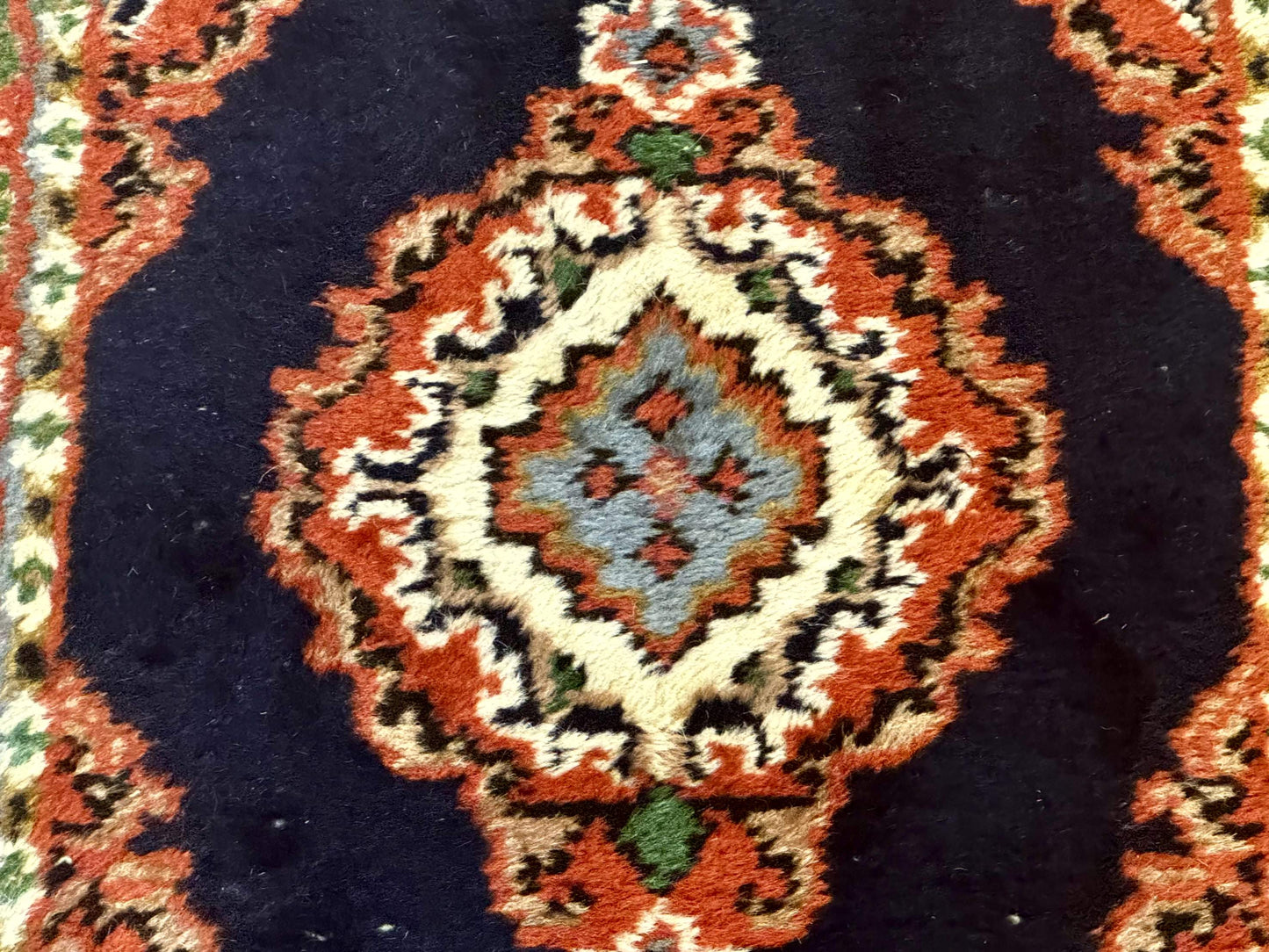 Indo Persian Wool Rug 2x3 Navy Terracotta