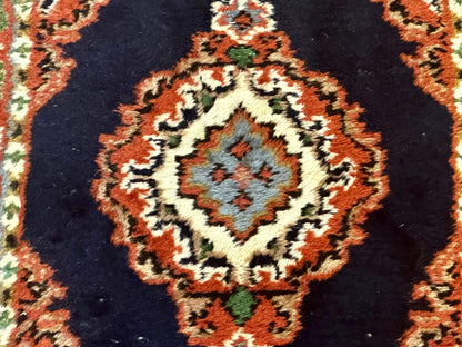 Indo Persian Wool Rug 2x3 Navy Terracotta