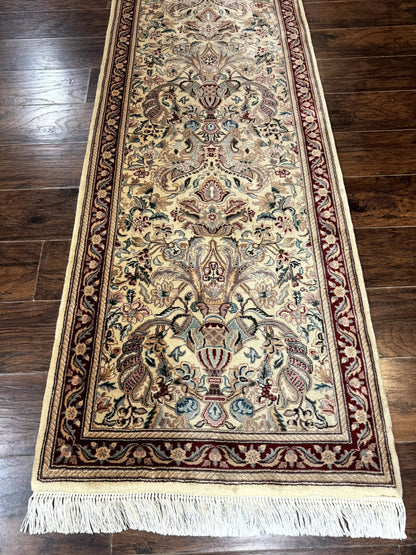 Pakistani Runner Rug 2.8 x 14, Pak Persian Hallway Rug, Cream Color