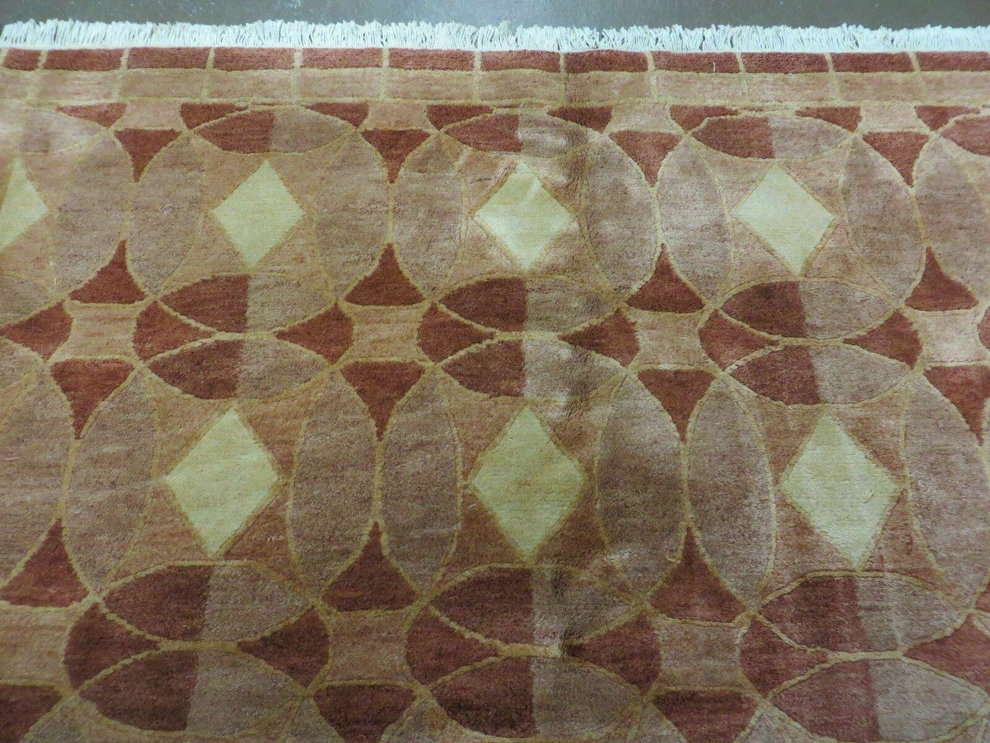 Hand Knotted Wool Rug Tibetan Nepal Art Deco Chinese Vintage 5x7 Decor