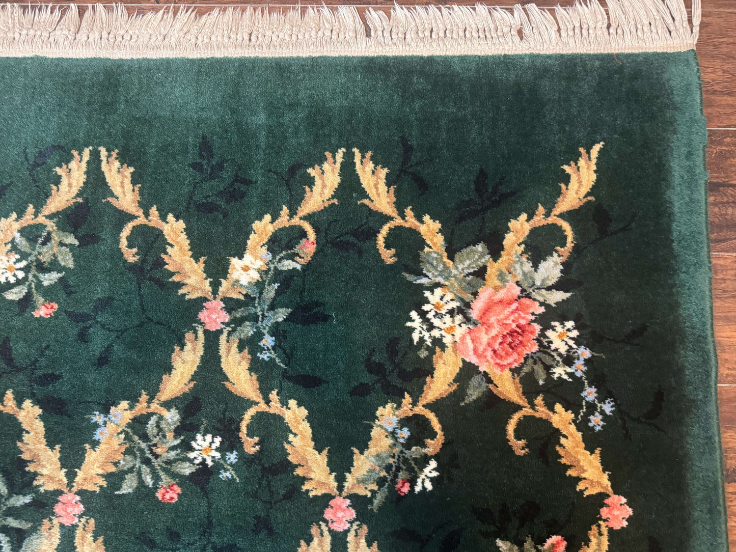 Karastan Garden of Eden Rug Green Savonnerie Wool 8.8 x 11.8