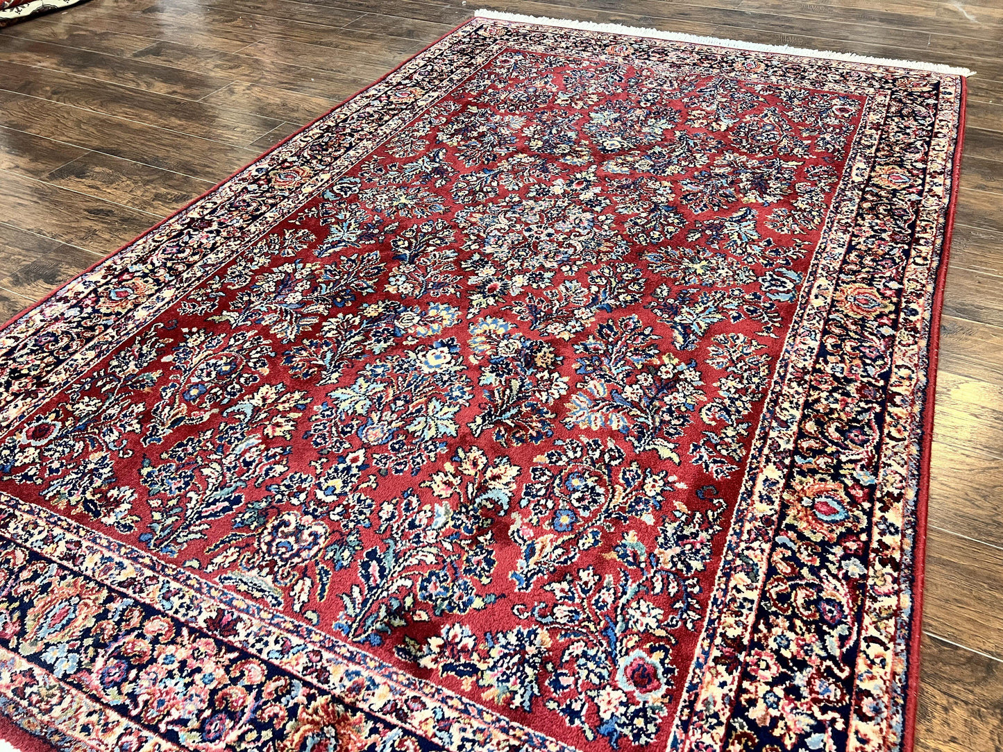 Karastan Rug 5.9 x 9 Red Sarouk #785, Wool Karastan Carpet, Original 700 Series, Vintage Karastan Oriental Rug Discontinued