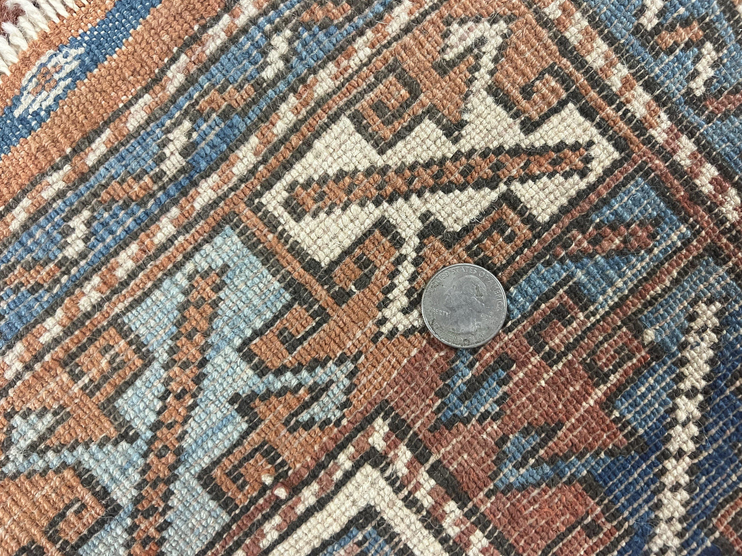 Turkish Kazak Rug 3x4 Wool Hand Knotted Vintage Carpet Geometric Tribal Motif