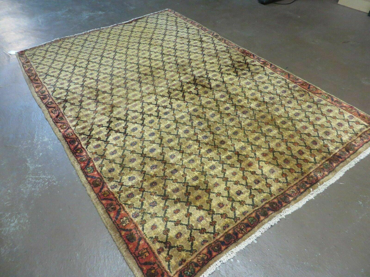 Antique Indian Handmade Wool Rug 4x6 Camel Hair Color 1900s Era