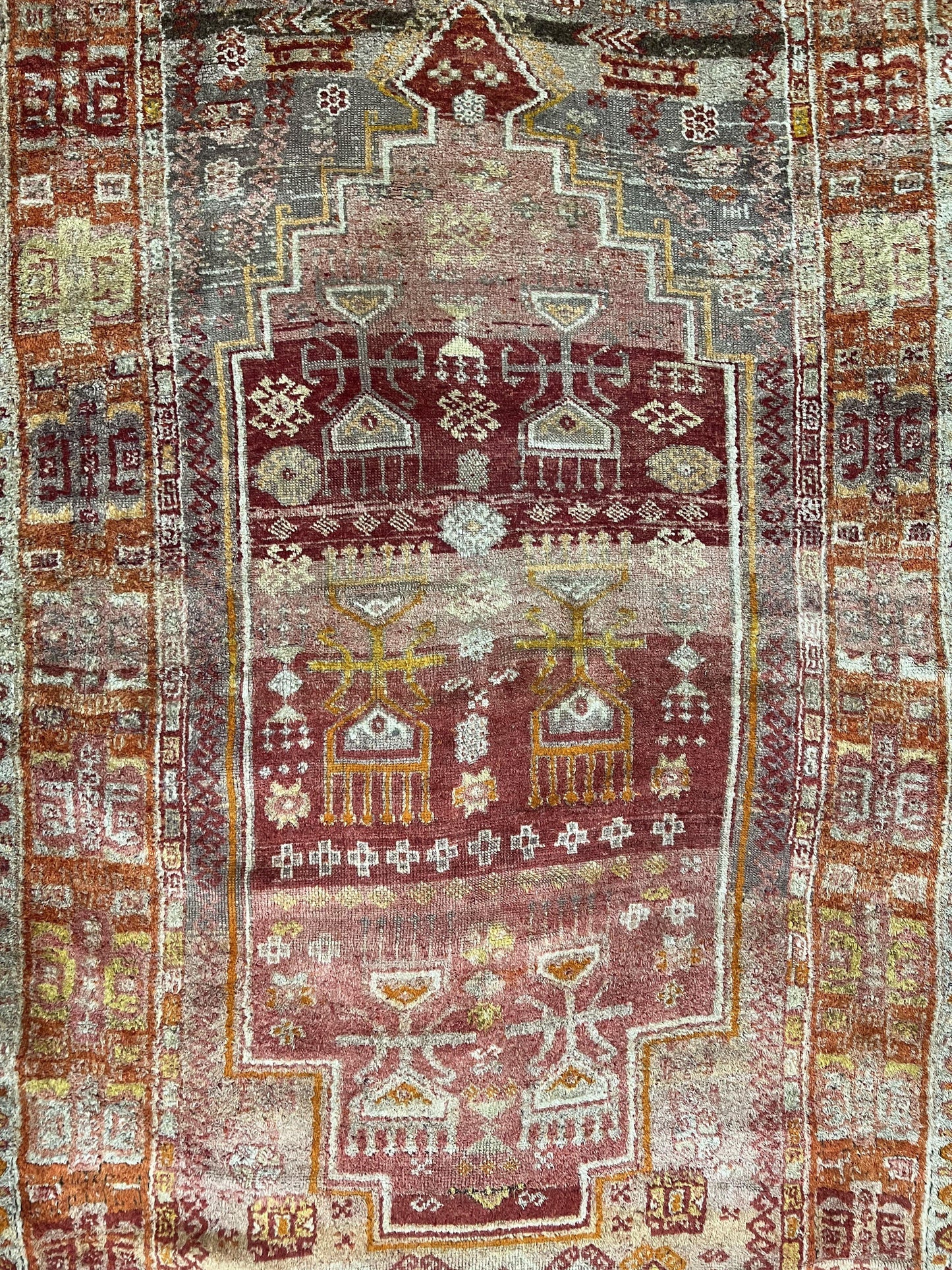 Antique Turkish Melas Rug 4x7 Hand Knotted Wool Area Rug Tribal Geometric