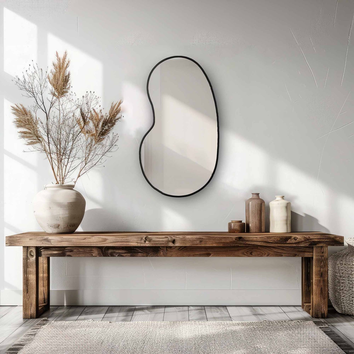 Miroir Kidny en laiton non laqué, miroir noir.