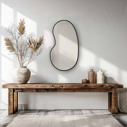 Miroir Kidny en laiton non laqué, miroir noir.